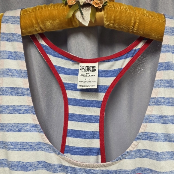 Women's V.S. Pink Striped Blue and White Cubs Tank Top - Picture 8 of 8